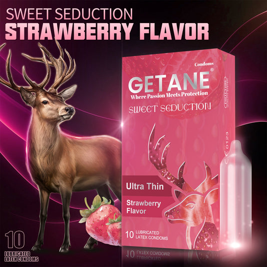 GETANE® Super Smooth Strawberry-Flavored Lubricated Condoms – Enhanced Protection & Pleasure - EjaGuard Co